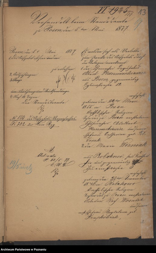 Obraz 15 z jednostki "Die von den Verlobten zum Aufgebot beigebrachten Urkunden pro 1877"