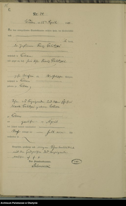 image.from.unit.number "Sterbe-Haupt-Register Nr 1 - 41"
