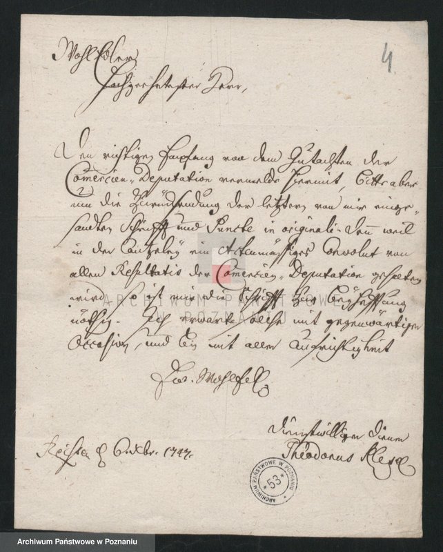 Obraz 5 z jednostki "Uwagi poczynione przez T. Klesela, sekretarza dóbr Sułkowskiego, w sprawie sytuacji kupców w Lesznie przestawionej przez ich deputację; język niemiecki"