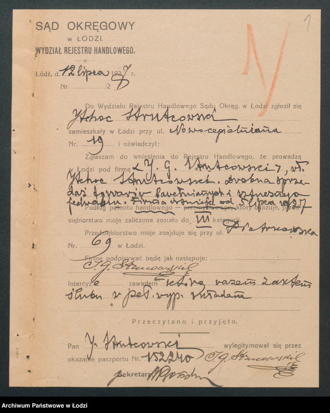 Obraz 3 z jednostki "J. G.Strutcowski- sprzedaż towarów bawełnianych i sztucznego jedwabiu"