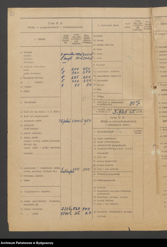 image.from.unit.number "Kwestionariusz dotyczący rejestracji szkód wojennych, nr 181-240"