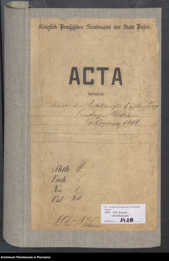 Obraz 2 z jednostki "Die von den Verlobten beigebrachten Urkunden zur Eheschliessung pro 1900"