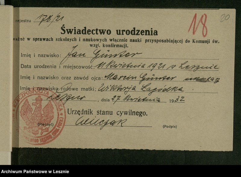 Obraz 20 z jednostki "[Gunter Marcin - akta osobowe]"