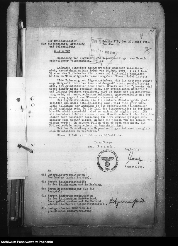 Obraz 10 z jednostki "Aussonderung von Kindern fremder Volkszugeherigkeit aus den deutschen Schulen [szkolna dla dzieci polskich]"