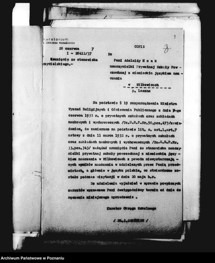 Obraz 12 z jednostki "Prywatna Szkoła Powszechna z niemieckim językiem nauczania Wilkowice, powiat Leszno"