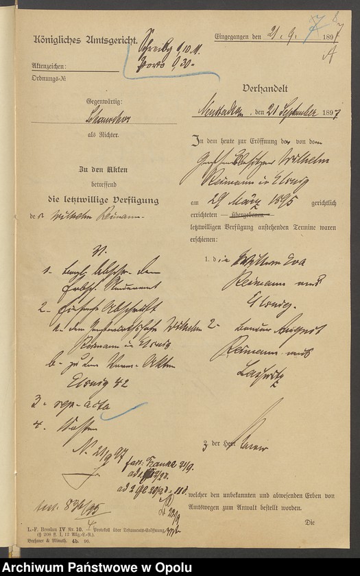 image.from.unit.number "Testament des Gasthausbesitzers Wilhelm Reimann zu Elsnig"