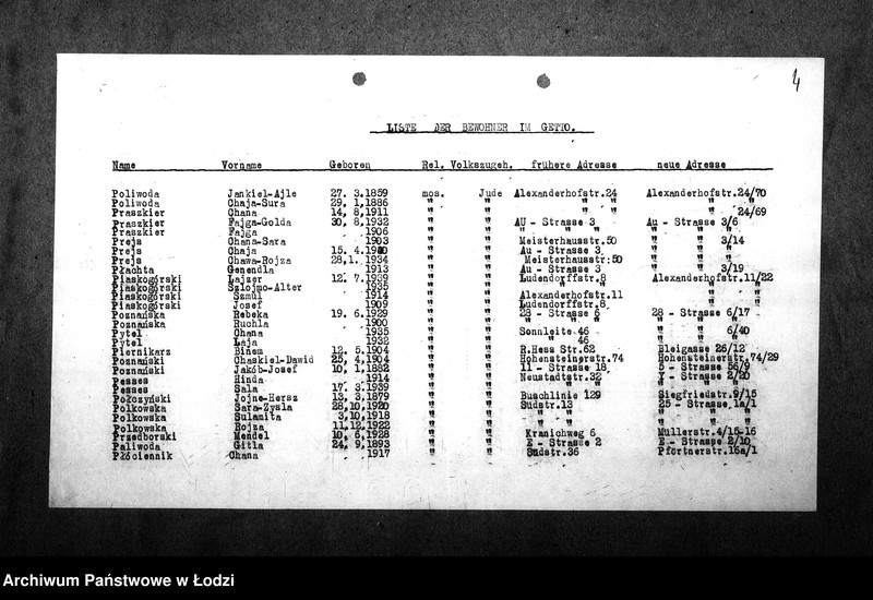 Obraz 8 z jednostki "[Alfabetyczny spis mieszkańców getta. Litera P]"