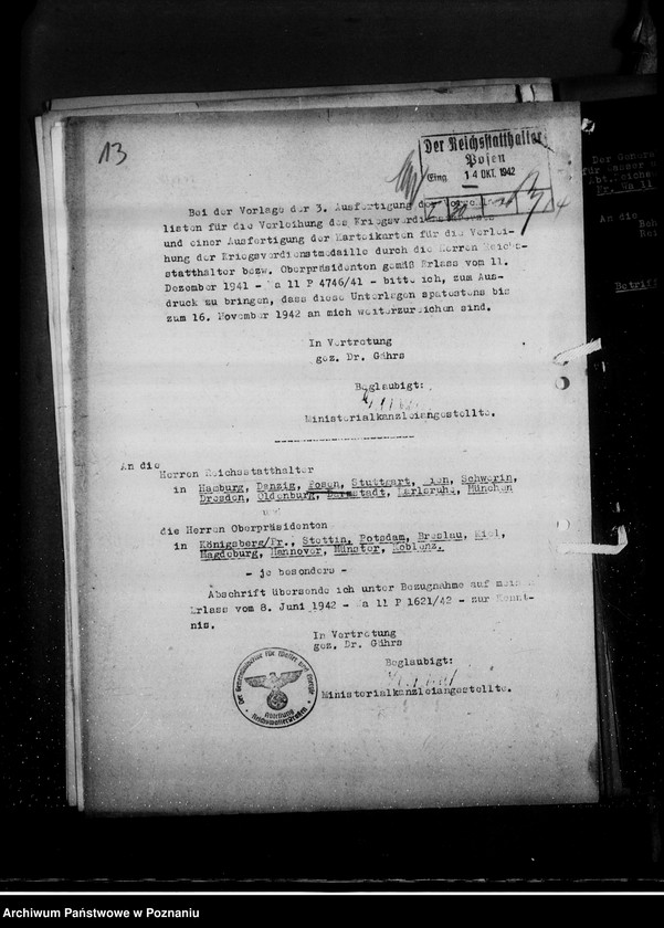 Obraz 17 z jednostki "Kriegsverdienst- Auszeichnungen, Bestimmungen, Schriftwechsel usw."