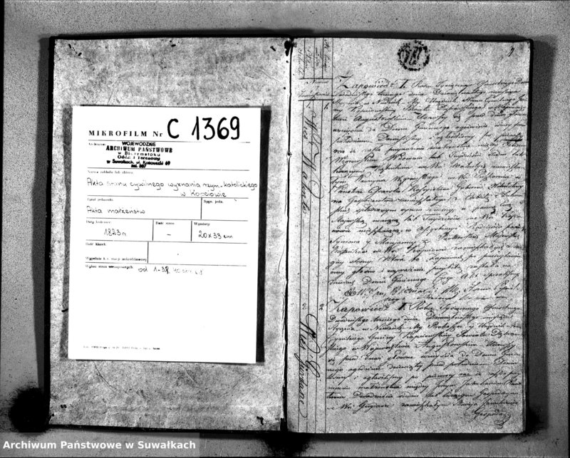 image.from.unit.number "Akta Zaślubionych Stanu Cywilnego Gminy Kopciowskiey na Rok 1823"