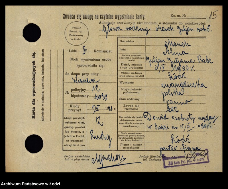 Obraz 17 z jednostki "[Spis ludności Łodzi] Matysek - Mazurenko"