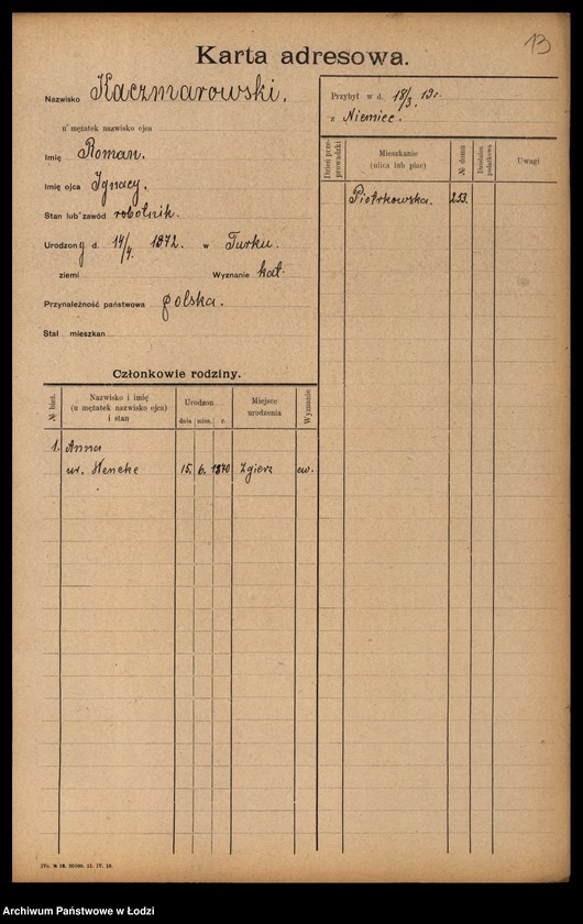 Obraz 15 z jednostki "[Spis ludności Łodzi] Katschmarowska - Kaczyński"