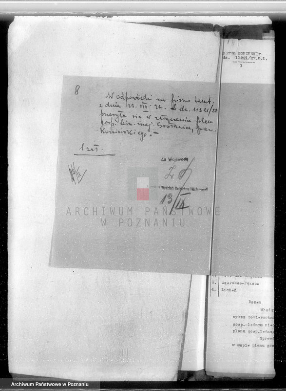 Obraz 12 z jednostki "Sprawa zmiany rodzaju użytkowania 426,34 ha gruntów leśnych w majątku Gosławice powiat koniński celem utworzenia deputatu rolnego dla staży leśnej"