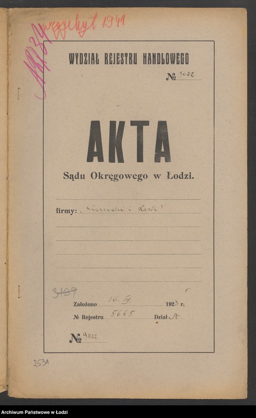 Obraz 2 z jednostki "Sienicki i Lewi- handel papierem i przędzą"