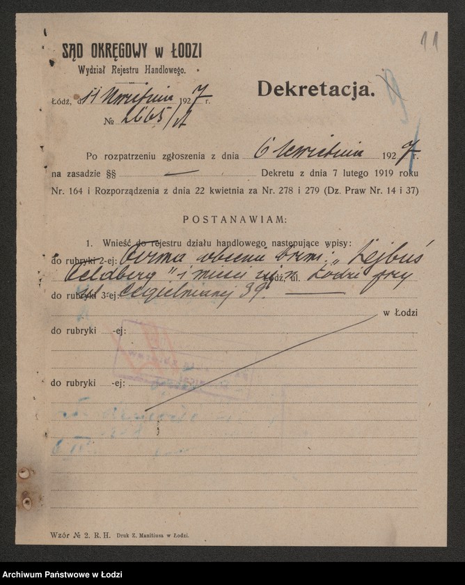 Obraz 13 z jednostki "Leon Feldberg – sprzedaż manufaktury galanterii i garderoby"