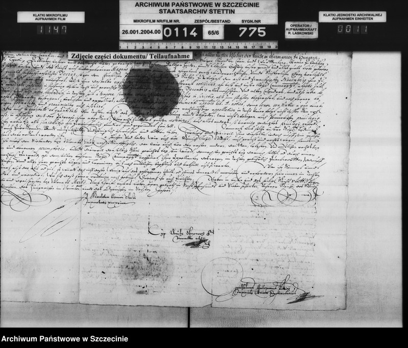 image.from.unit.number "Magnus v. Horn zu Ranzin / Joachim v. Behr zu Schlagtow, Balzer v. Heyden zu Kartlow und Klaus v. Holstein [Holste] zu Passow: Bürgerschaftsschuld, Einweisung in den Hornschen Hof. Zu Büssow."