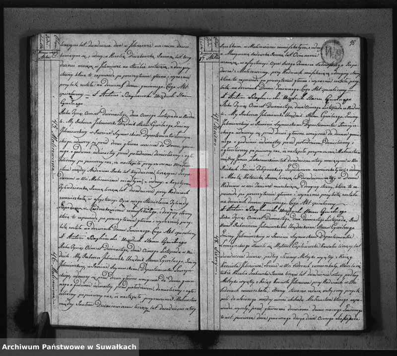 Obraz 15 z jednostki "Akta Stanu Cywilnego Zaślubionych w Gminie Jeleniewskiey od 1-go Stycznia 1812 roku."