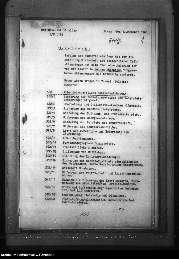 Obraz 5 z jednostki "Wykaz akt dla wydziału Wirtschaft und Arbeit"