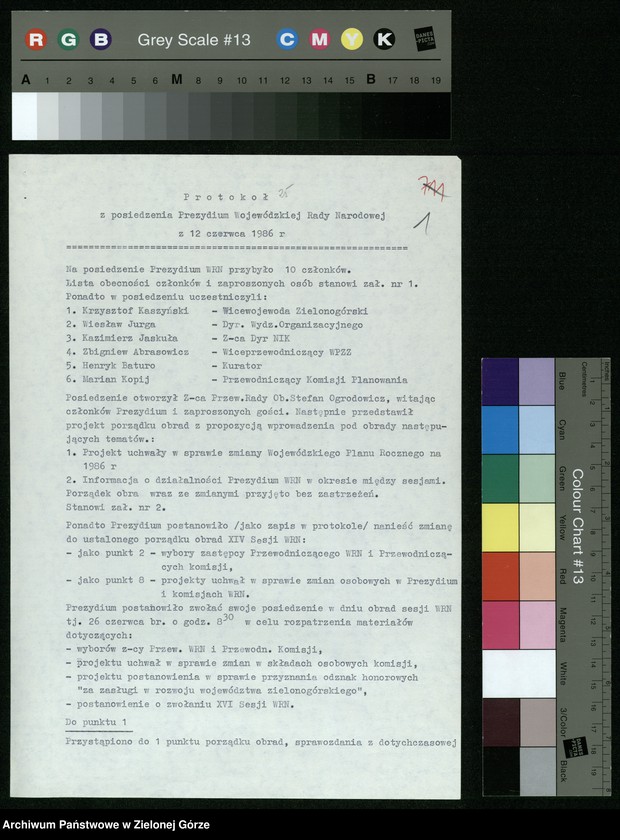 image.from.unit.number "Protokóły z posiedzeń Prezydium Wojewódzkiej Rady Narodowej w Zielonej Górze; Nr 25 - 27 "