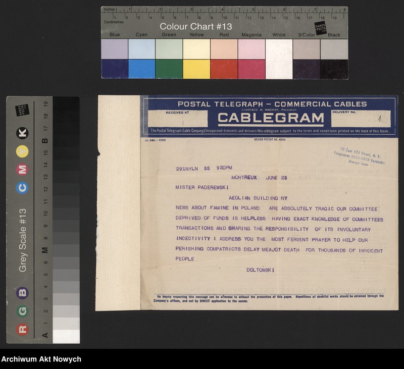 image.from.unit.number "Comité Général de Secours pour les Vctimes de la Guerre en Pologne. Apele oraz korespondencja I. J. Paderewskiego"