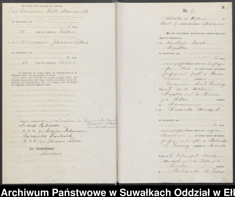 image.from.unit.number "Heiraths-Haupt-Register des Königlich Preussischen Standes-Amtes Forstrevier Nicolaiken Kreis Sensburg für das Jahr 1882[do 1884]"