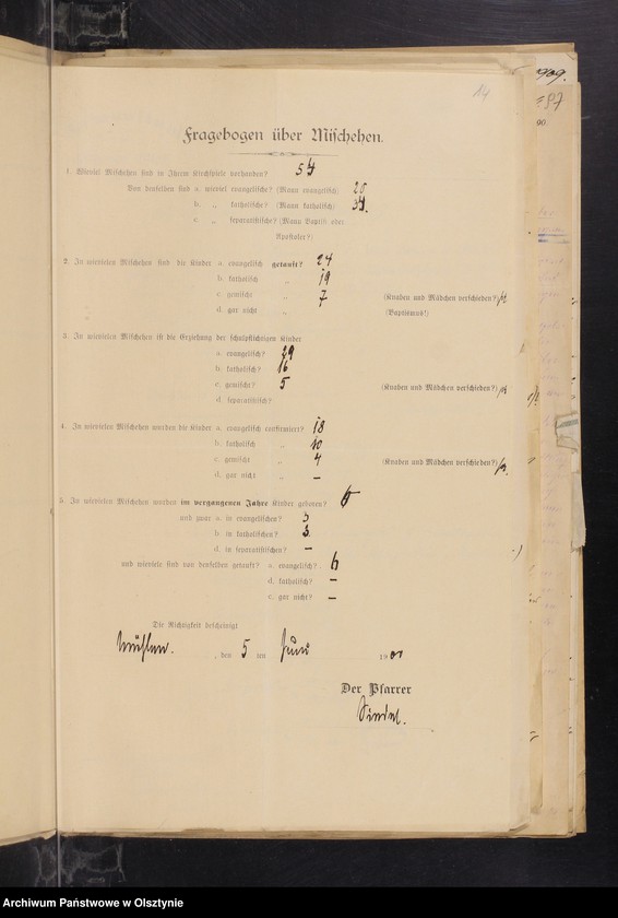image.from.unit.number "Mischehen-Listen aus der Diözese /auch Anweisungen, Berichten und  andere Schreiben/"