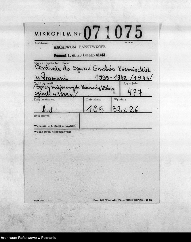 Obraz 2 z jednostki "Spisy miejscowych Niemców, którzy zginęli w 1939 roku"