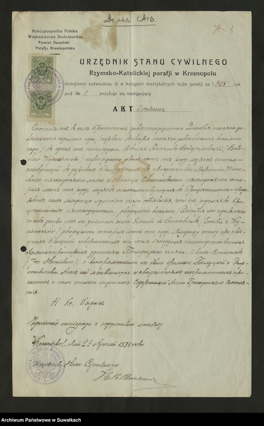 image.from.unit.number "Dokumenty do aktów zaślubionych Rzymsko Katolickiej parafji Smolanskiej za rok 1934"