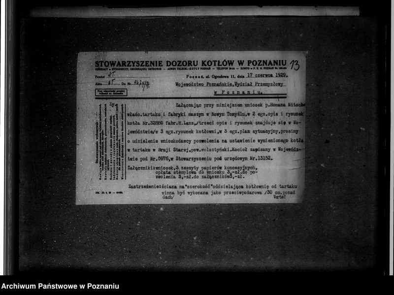 Obraz 17 z jednostki "Tartak R. Nitschego w Boruji Starej powiat wolsztyński nr woj. 6050 pop. własność Landwirtschaftliche Zentral-Genossenschaft Międzychód"