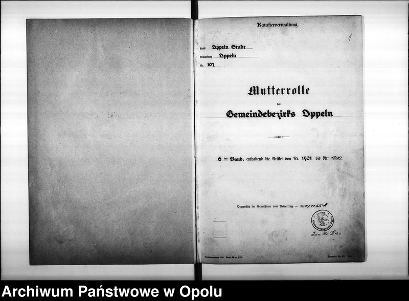 Obraz 5 z jednostki "Mutterrolle des Gemeindebezirks Oppeln 6ter Band, enthaltend die Artikel von Nr 1501 bis Nr 1800"