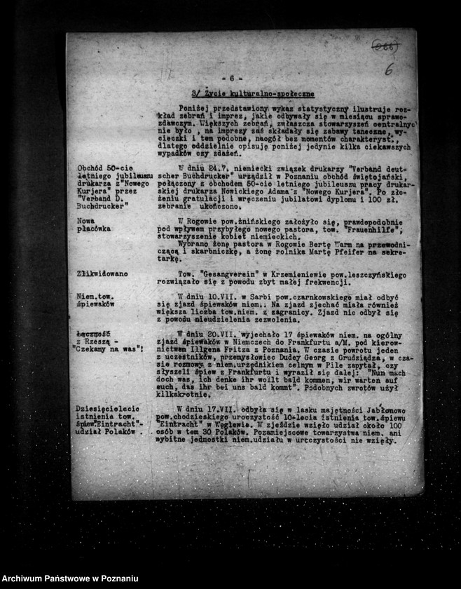 Obraz 10 z jednostki "Sprawozdania miesięczne z życia mniejszości narodowych za miesiące lipiec-grudzień 1932 r."