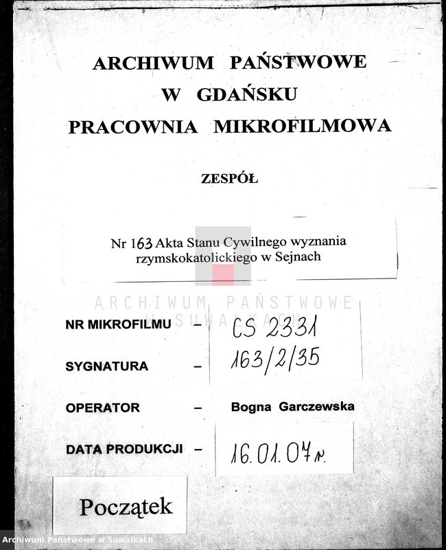 image.from.unit.number "Dokumenty brakosočetavšichsja Sejnskago Rimsko-Katoličeskago Prichoda za 1898 god."