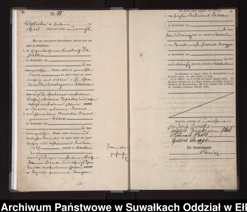 image.from.unit.number "Heiraths-Haupt-Register des Königlichen Preussischen Standes-Amtes Nikolaiken Kreis Sensburg"