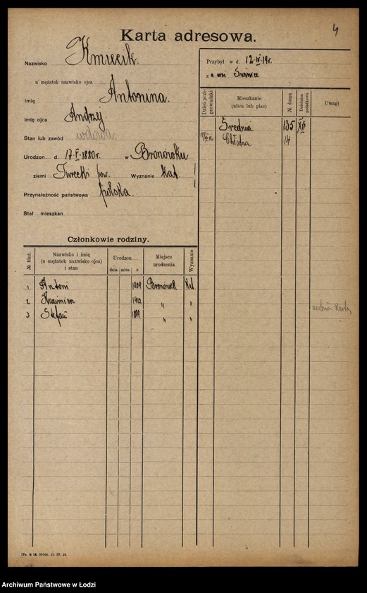 Obraz 6 z jednostki "[Spis ludności Łodzi] Kmiecik - Knittel"