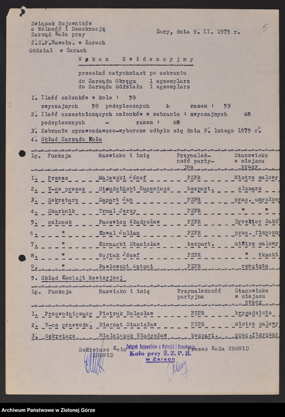 image.from.unit.number "Oddział Powiatowy ZBoWiD w Żarach. Kampania wyborcza. Zebrania sprawozdawczo-wyborcze i wykazy ewidencyjne kół terenowych "