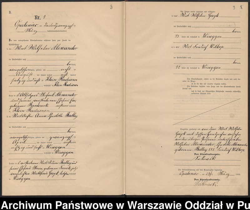 Obraz 8 z jednostki "Księga małżeństw parafii ewangelicko-augsburskiej w Opaleńcu"