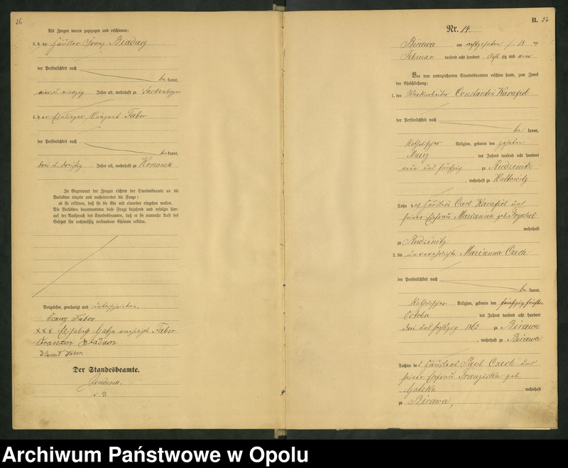 image.from.unit.number "Urząd Stanu Cywilnego Bierawa Księga małżeństw rok 1884-85"