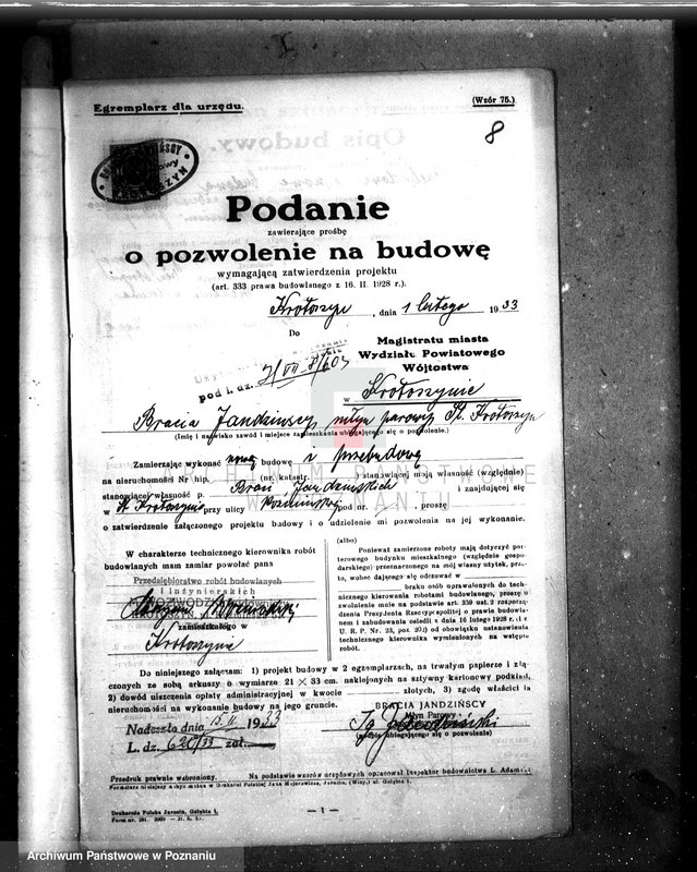 Obraz 13 z jednostki "Zatwierdzenie zakładu przemysłowego /młyna/ I. Jandzińskiego w Krotoszynie"