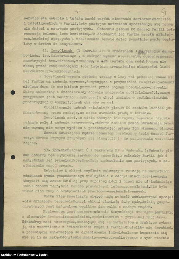 Obraz 10 z jednostki "Sprawozdanie [protokoły i rezolucje] z zebrań [oraz wykaz wojewódzkiego] aktywu partyjnego"