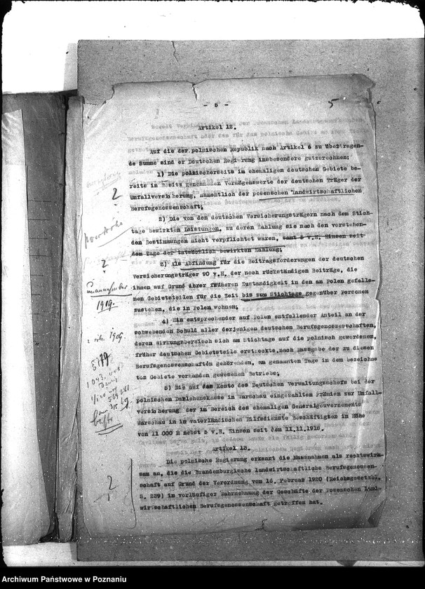 Obraz 13 z jednostki ""Arbitraż" [wedle postanowień artykuł 312 Trakt. Versalskiego materiał dot. ubezpieczeń społecznych zebrany przez ekspertów]."