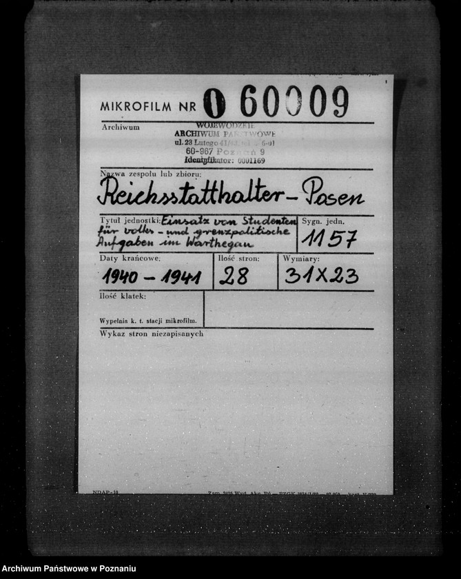 Obraz 2 z jednostki "Einsatz von Studenten für Volks - und grenzpolitische Warthegau"