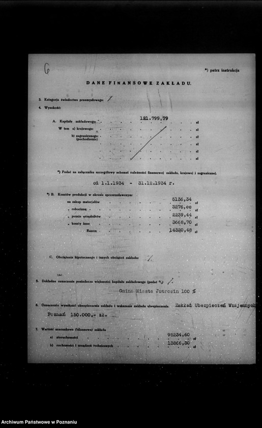 Obraz 10 z jednostki "Kwestionariusz Gazowni Miejskiej w Jutrosinie powiat rawicki"