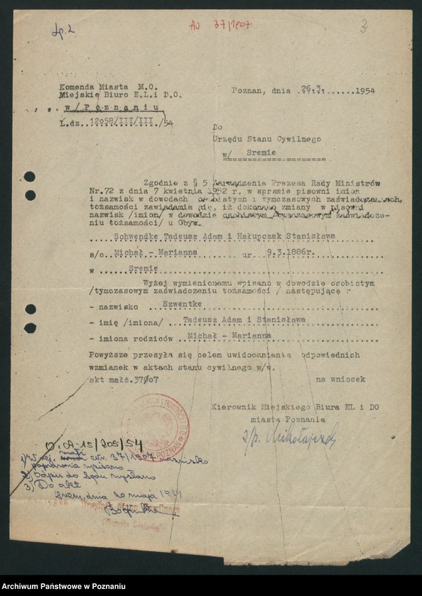Obraz 6 z jednostki "Akta zbiorowe rejestracji stanu cywilnego do księgi urodzeń z roku 1907"