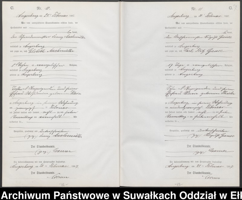 image.from.unit.number "Sterbe-Neben-Register des Preussischen Standes-Amtes der Stadt Angerburg Kreis Angerburg"