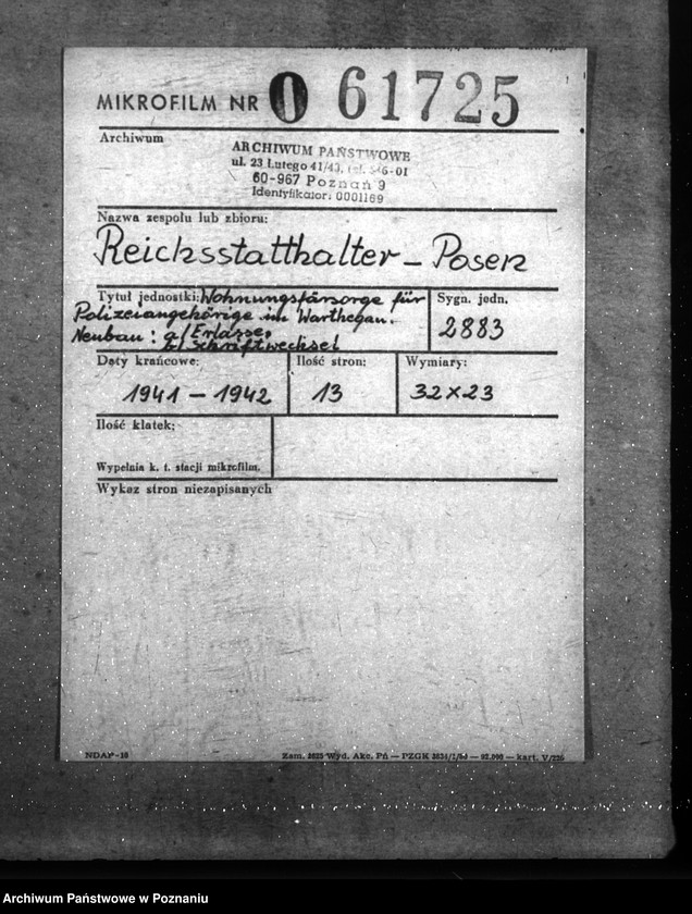 Obraz 2 z jednostki "Wohnungsfürsorge für Polizeiangehörige im Warthegau. Neubau: a) Erlasse, b) Schriftwechsel"