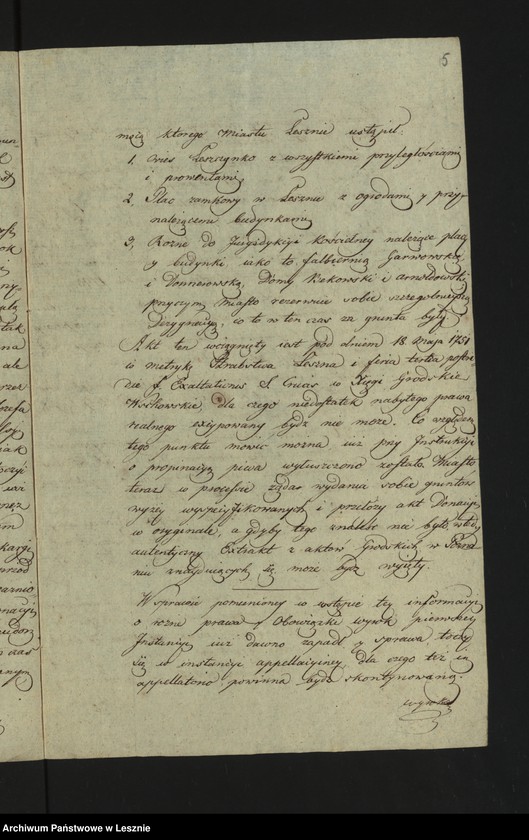 Obraz 7 z jednostki "[Informacja w sprawie miasta Leszna z Dominium]"