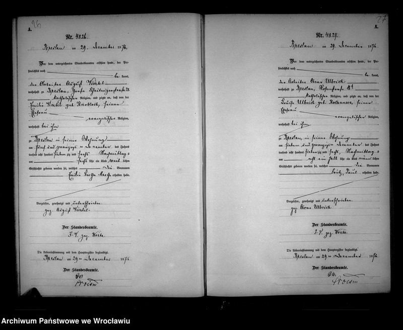 image.from.unit.number "Geburts-Neben-Register Breslau I 1876 Band 9"