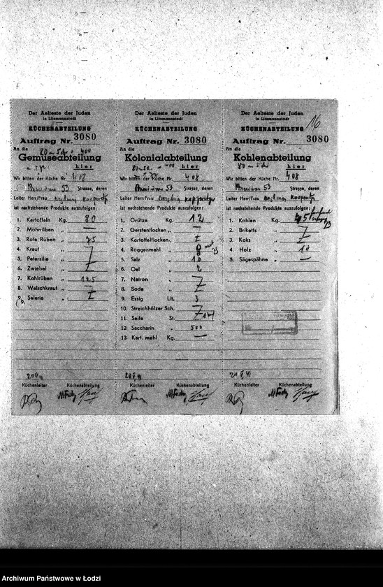 Obraz 20 z jednostki "[Kuchnia nr 408, ul. Brzezińska 53. Kuchnia nr 19, ul. Brzezińska 57a. Kuchnia nr 367, ul. Brzezińska 77. Działalność kuchni, personel, konsumenci, raporty, kontrole]"