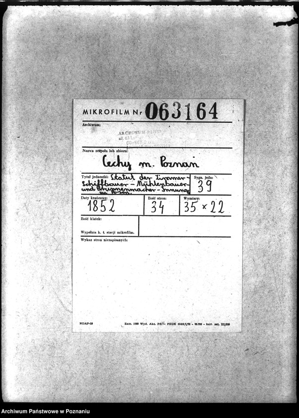 Obraz 2 z jednostki "Statut der Zimmer-Schiffbauer-Mühlenbauer- und Brunnenmacher-Innung zu Posen"