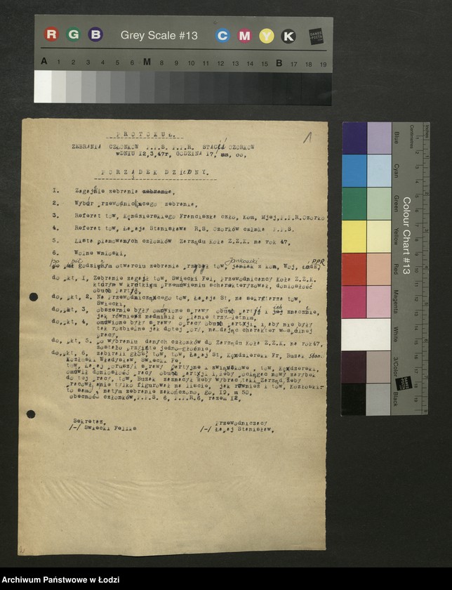 Obraz 2 z jednostki "Koło kolejowe PPS Ozorków- protokoły zebrań, protokoły [z narad] międzypartyjnych. [Sprawozdania]"