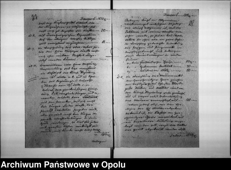 Obraz 20 z jednostki "Acta von Regulirung der jährlichen Cämmerey-Etats, und der aufzubringenden Zuschüsse von der Commune Magistrat zu Oppeln de anno 1821"